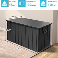 Bac de rangement extérieur grand format imperméable gris foncé de 190 gallons pour coussins de terrasse
