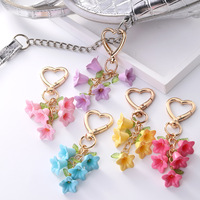 Nouveau porte-clés en alliage de zinc couleur Rush, en forme de cœur, avec fleur colorée style carillon éolien, créatif et frais, à double pétale, breloque de sac