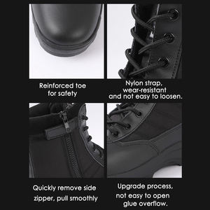 Bottes tactiques de sécurité pour hommes, noires, imperméables, respirantes, pour la sécurité en plein air, la chasse, la randonnée, la moto - Product Image 6