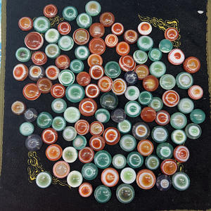 หินอัญมณีธรรมชาติ30มม. สีเขียวตาสีแดงหินอาเกตทรงกลม Cabochon หินธรรมชาติ - Product Image 1