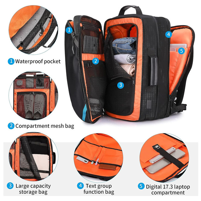 Travel Carry 45L Waterproof Unisex Business Outdoor Hiking Oversized Custom Backpack Polyester for Outdoor Activities Leisure