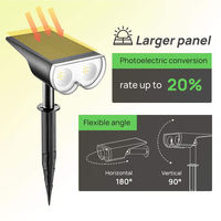 Projecteur LED étanche IP67 de haute qualité, design breveté, petit éclairage solaire pour jardin et pelouse, alimenté par batterie au lithium, montage mural 300