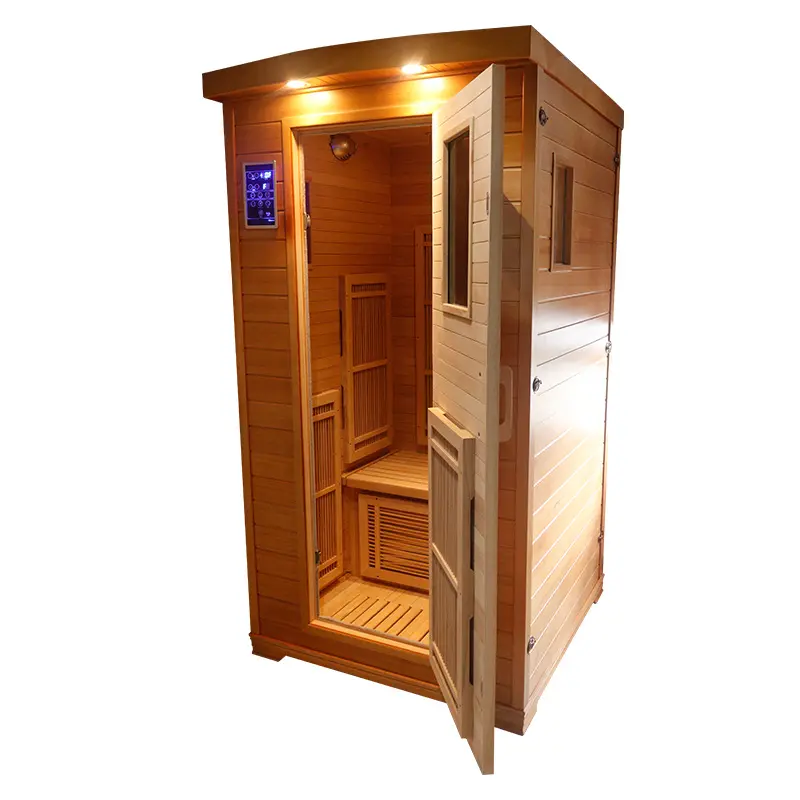 BTWS Salle de sauna en bois Douche personnelle à vapeur sèche infrarouge lointain avec dôme Remise OEM avec alimentation enfichable AU