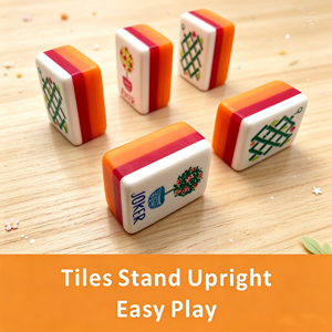 American <b>Mahjong</b> Tile <b>Set</b> Classic Style Portable Plastic 4 Player Game Tiles with Flower Design - Product Image 4
