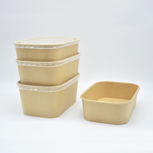 <span class=keywords><strong>Bol</strong></span> à <span class=keywords><strong>poke</strong></span> rectangulaire en papier à emporter Récipient alimentaire jetable pour salade de nouilles Kraft - Product Image 6