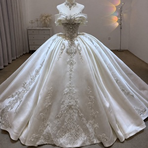 Lsjj162 Shoulder Sweetheart Crystal Beaded Floor-Length Appliques Ball Gown <b>Wedding</b> Baroque Embroidery Bridal Stock for - Product Image 1