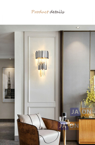 Lustre LED suspendu en cristal au design moderne, couleur jaune or et chromé, produit de luxe, éclairage d'intérieur, luminaire décoratif de plafond - Product Image 5