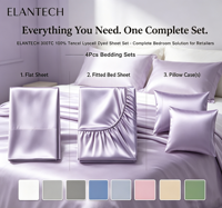 Parure de lit moderne en tencel tissé de luxe pour un effet rafraîchissant, couleur unie, garnissage en soie, 300 fils au pouce carré, drap-housse King Size