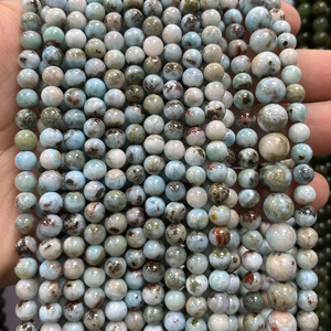 Wholesale Natural Larimar Beads 6/8/10mm Smooth Round Semi-precious Stone Beads for Jewelry Making - Product Image 2
