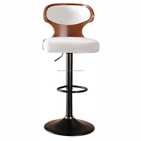 Tabourets de bar pivotants en bois courbé avec repose-pieds et hauteur réglable - Chaise de bar rembourrée en cuir PU pour cuisine, salle à manger