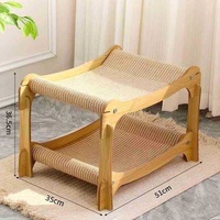 Hamac en bois semi-fermé à double couche pour chat Planche à gratter intégrée Bois chaud Sisal Fond supérieur Lavable Meubles pour animaux de compagnie