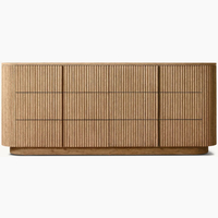 Ensemble de meubles de chambre à coucher de luxe moderne au design américain, coiffeuse à neuf tiroirs en chêne