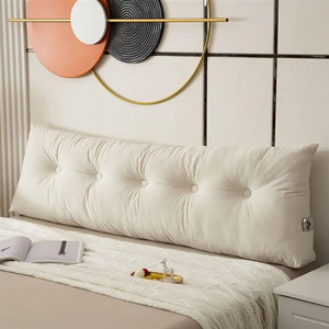 Cuscino per Testiera <span class=keywords><strong>Letto</strong></span> Personalizzato in Velluto Lavorato a Maglia, Monocolore, Impermeabile, Rimovibile e Lavabile, con Design a Cuneo - Product Image 1