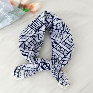 Multifunctional Bandana Colourful Custom square Silk Bandanna Printed Classic CustomCotton Linen <b>Lace</b> Edge Square <b>Scarves</b> - Product Image 5