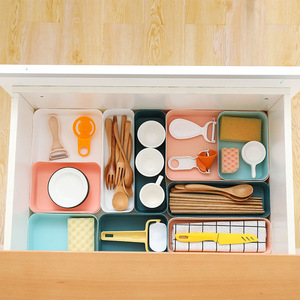 Plateau de rangement en plastique, organisateur de bureau rectangulaire multifonctionnel pour cosmétiques, couverts de cuisine avec 2-3 compartiments empilables - Product Image 3