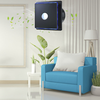 Ventilador de Baño con Panel Decorativo de Vidrio Templado Eléctrico, Sensor de Humedad, Luz, Clasificación IPX4, Garantía de 5 Años, Control por Aplicación