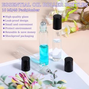 Flacons de parfum en verre roll-on vides avec bouchon à vis et impression sérigraphique personnalisée, lot de 10 ml dans un emballage boîte noire OEM - Product Image 4