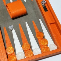 Ensembles de Backgammon en cuir de crocodile Planche de Backgammon de voyage en similicuir moyen de 15 pouces