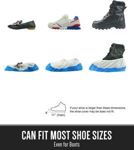 כיסויי נעליים חד פעמיים כחולים ולבנים, עמידים במים, עשויים PP+CPE, מוצר בטיחות אישי לאבטחת כף הרגל, לא ארוגים. - Product Image 6