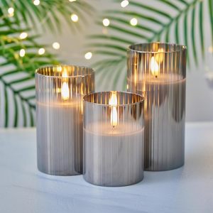 Ensemble de 3 bougies LED sans flamme en verre <span class=keywords><strong>avec</strong></span> télécommande, bougies artificielles vacillantes pour la décoration de la maison - Product Image 5