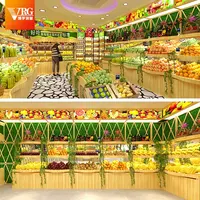 Meyve rafı ekran standı Baiguoyuan meyve mağaza ahşap ekran standı tek taraflı çok katmanlı yaratıcı raf