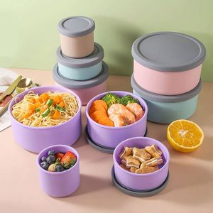 Caja de Conservación de Alimentos de Silicona de Grado Alimenticio, Caja Redonda Personalizada para Conservación de Frutas y Verduras con Tapa, Lonchera Bento - Product Image 2