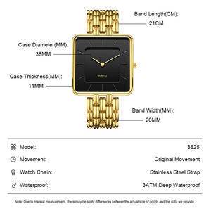 Reloj de Cuarzo Original para Hombre, Diseño Clásico, Esfera Cuadrada, Resistente al Agua, con Logotipo Personalizado OEM, Nuevo y de Lujo - Product Image 6