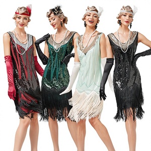 <span class=keywords><strong>Robe</strong></span> de danse <span class=keywords><strong>Charleston</strong></span> <span class=keywords><strong>pour</strong></span> femmes, style années 1920, avec paillettes, col en V, franges perlées, <span class=keywords><strong>pour</strong></span> spectacle sur scène, bal, mariage, cocktail - Product Image 1