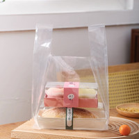 Sac de transport transparent à soufflets latéraux pour pâtisserie, sac en plastique pour boîte à gâteaux, emballage pour pâtisserie, café et dessert