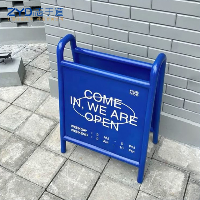 ZYD Stainless Aluminum A-Frame Foldable Outdoor Advertising Poster Display Stand IP65 Weather Resistance Hanging Ground Mounted