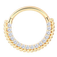 Piercing Stories Anneau de nez en or massif 14K Anneau de nez à charnière Septum Clicker Helix Anneau pavé de CZ Bijoux de piercing corporel