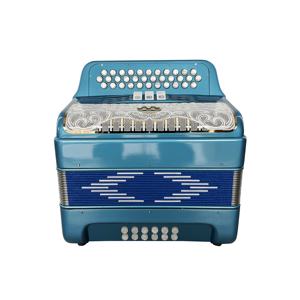 Acordeón Diatónico SEASOUND, Instrumento de 34 Botones, 12 Bajos, 3 Registros, Color Azul Metálico, Botones Blancos con Rejilla Dorada, Madera JB3412C - Product Image 2