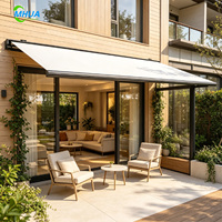 Auvent motorisé à cassette intégrale, rétraction automatique par vent, auvent rétractable imperméable avec télécommande pour jardin et hôtel