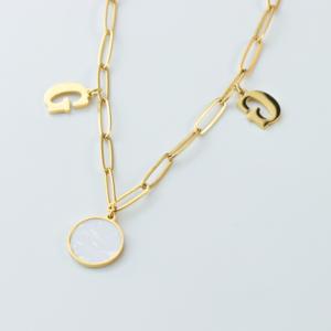 Cheville minimaliste en acier inoxydable plaqué or PVD avec initiale double G, chaîne trombone, étanche, pour femme - Product Image 3