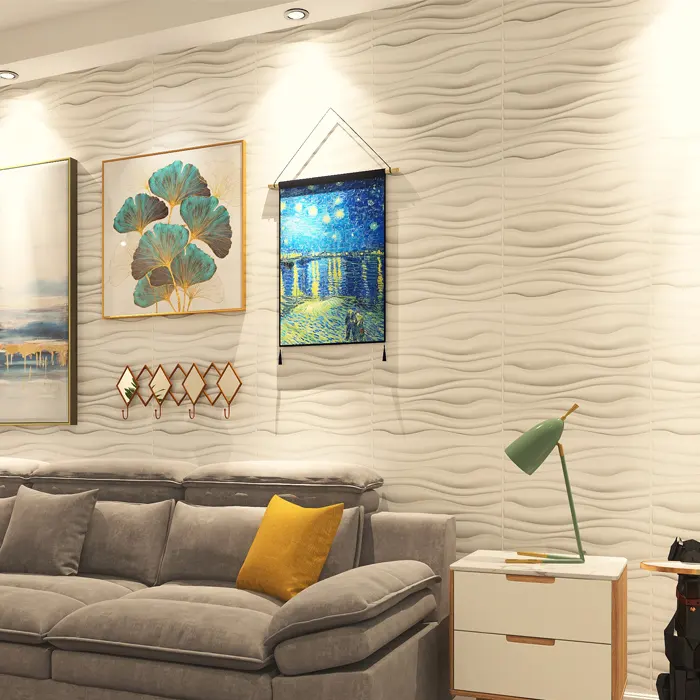 3D PVC تركيب ألواح للحائط الداخلية ملصقات مقاوم للرطوبة لوحات الديكور ورق الحائط ل غرفة المعيشة