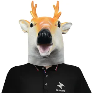 可定制万圣节乳胶动物面具Cosplay嘉年华派对逼真搞笑梅花鹿全脸面具