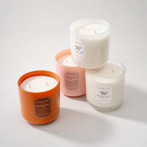 AIKUN Elegant Aromatherapy Glass <b>Candles</b> Sustainable Handmade Fragrant Soy Wax Scented <b>Candle</b> for Online Retailers - Product Image 1