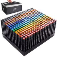 Stylo à double pinceau 30/40/60/80/168 couleurs Marqueurs à alcool en feutre Set de dessin Manga Sketching Art School Supplies