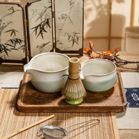 Ensemble de bols à matcha en céramique vert dégradé avec bec verseur, fouet en bambou Chasen, kit d'accessoires pour la cérémonie du thé japonaise