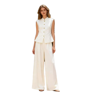 Chaleco de Traje Formal para Mujer HAOTIAN de Alta Calidad, Sin Mangas, Cuello en V, Antiarrugas, con un Solo Botón, de Poliéster/Algodón, para Negocios - Product Image 1