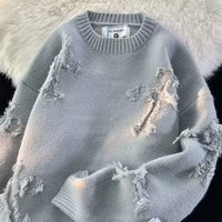 Pulls en tricot déchirés pour hommes et femmes, col rond, style urbain, pour l'automne et l'hiver