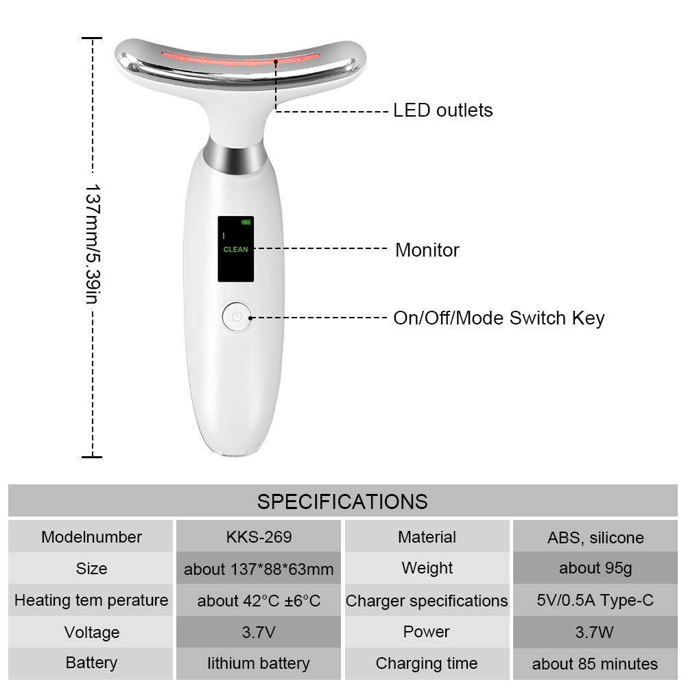 ORANGLES KKS Handheld 7-Color LED Light Therapy Device | Face & Neck Lifting Massager for Skin Tightening | EU/UK Plugs – orangles Kuwait - elegant presentation - exhibiting components - Image 6 of 6 | ideal for home | Discount on KKS Handheld 7-Color LED Light Therapy Device | Face & Neck Lifting Massager for Skin Tightening | EU/UK Plugs – orangles Kuwait Virginia | Free Shipping ORANGLES