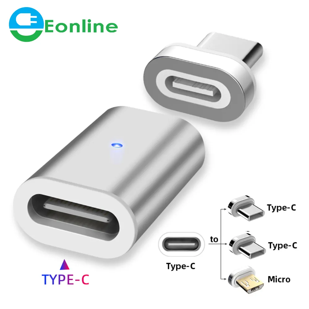 Eonline 3A Type C Adaptor Charger Magnetic USB Konektor untuk Samsung iPhone Xiaomi Huawei Charger Kabel Converter