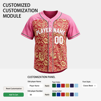 Maillots de baseball personnalisés à séchage rapide, respirants, en polyester, unisexes, avec impression florale réfléchissante, nom et numéro personnalisés, couture sur mesure