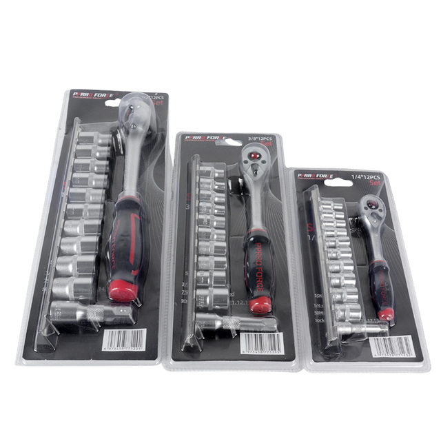 12PCS Plastic Hang Auto Car Repairing 1/2" Socket Wrench Set W/ High Quality Quickly Ratchet Handle