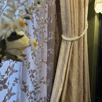 Voilage de style français rétro à sequins papillon, rideau décoratif luxueux pour salon et chambre à coucher