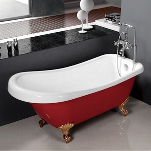 Piscine autoportante en acrylique rouge, 1 pièce, <span class=keywords><strong>baignoire</strong></span> à pieds, avec <span class=keywords><strong>douche</strong></span> et <span class=keywords><strong>prix</strong></span> de pieds - Product Image 2