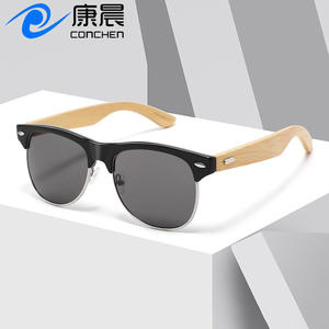 Gafas de Sol con Media Montura con Diseño de Madera, Lentes de PC con Protección UV400, Ligeras, Unisex, para Protección Solar, Conducir, Pescar y Actividades al Aire Libre - Product Image 5