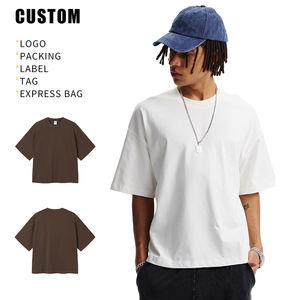 Camiseta Corta Extra Grande Personalizada Unisex OEM de Algodón 100% de Alto Gramaje, Estilo Urbano, Ajuste Holgado, Vintage, de Alta Calidad para Hombre - Product Image 3