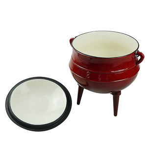 Casserole <span class=keywords><strong>en</strong></span> <span class=keywords><strong>fonte</strong></span> de couleur émaillée Potjie à trois pattes inspirée de l'Amérique du Sud pour le camping et la cuisine - Product Image 4